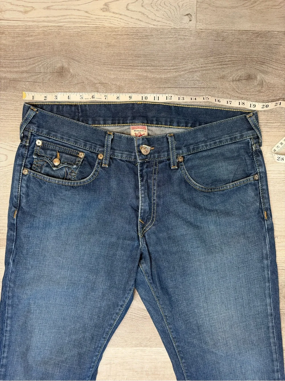 True Religion Ricky Straight Leg Flap Pocket Jeans Mens Size 36 Waist 38-39”